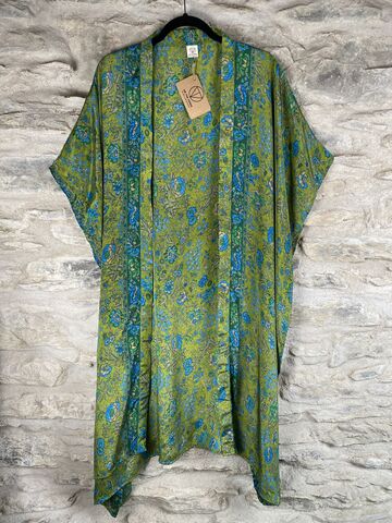 SHORTER,LONG,KIMONO,STYLE,JACKET,ONE,SIZE,UK6,to,22:,lime,green,,blue,,floral,Lime, green, blue, floral, short, long, Kimono, style, jacket, curvy, plus, size, on, the, verge