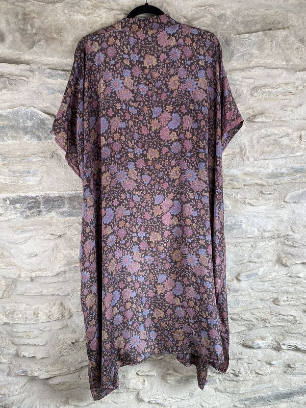 SHORTER LONG KIMONO STYLE JACKET ONE SIZE UK6 to 22: taupe, blue, lavender, floral - product images  of 