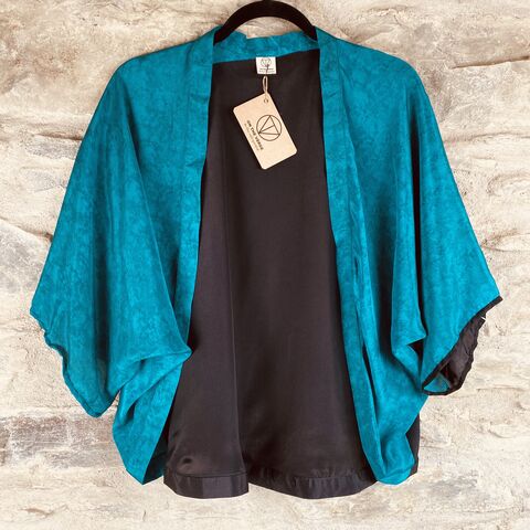 SALE,//,PETITE,KIMONO,STYLE,JACKET,UK8,to,UK12:,teal,and,black,Teal, black, Petite, Kimono, style, jacket, handmade, ireland 