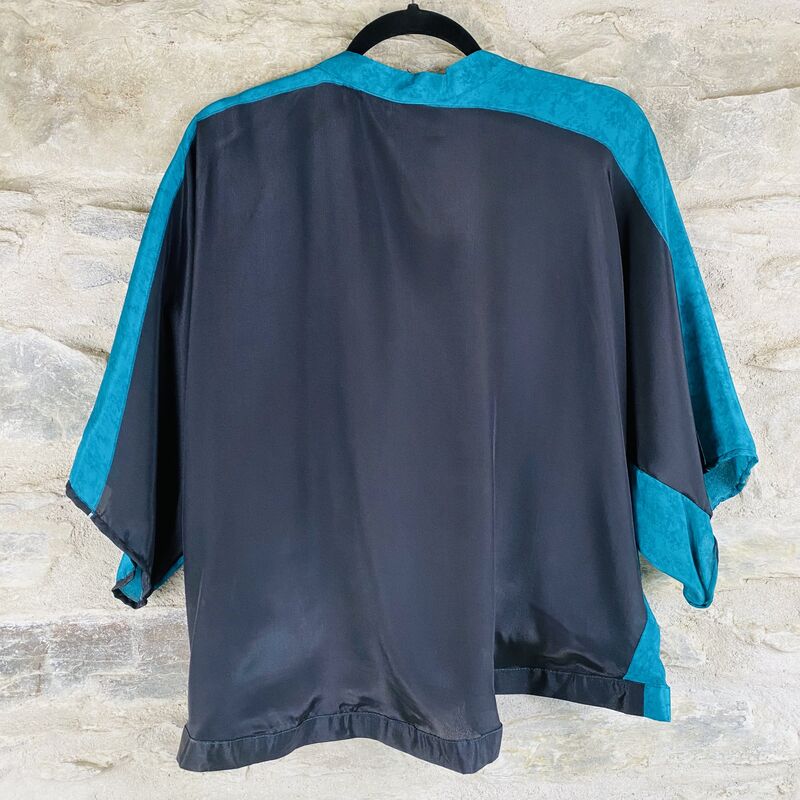 SALE // PETITE KIMONO STYLE JACKET UK8 to UK12: teal and black  - product images  of 