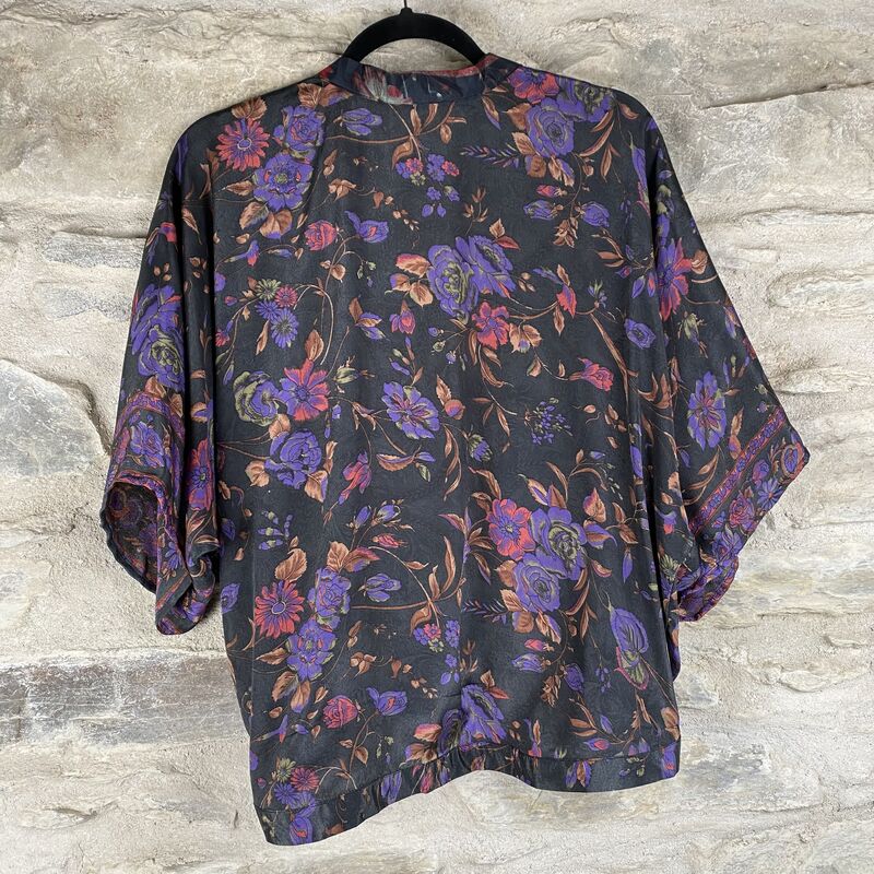 SALE // PETITE KIMONO STYLE JACKET UK8 to UK12: grey, floral - product images  of 
