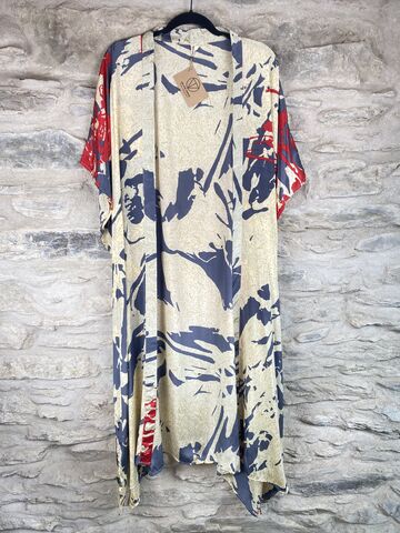 LONG,KIMONO,STYLE,JACKET,ONE,SIZE,UK10,to,28:,cream,,grey,,red,,abstract,cream, grey, red, abstract, long, Kimono, style, jacket, curvy, plus, size, on, the, verge