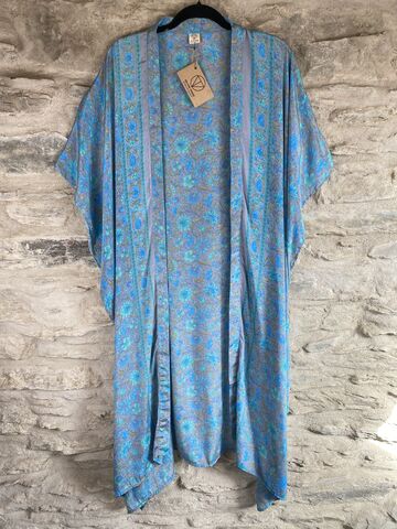 LONG,KIMONO,STYLE,JACKET,ONE,SIZE,UK10,to,28:,light,turquoise,,grey,,floral,light turquoise, grey, floral, long, Kimono, style, jacket, curvy, plus, size, on, the, verge