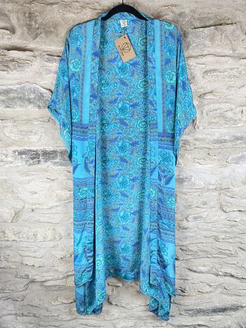 LONG,KIMONO,STYLE,JACKET,ONE,SIZE,UK10,to,28:,light,turquoise,,grey,,floral,light turquoise, grey, floral, long, Kimono, style, jacket, curvy, plus, size, on, the, verge