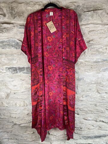 LONG,KIMONO,STYLE,JACKET,ONE,SIZE,UK10,to,28:,hot,pink,,floral,Hot pink, floral, long, Kimono, style, jacket, curvy, plus, size, on, the, verge