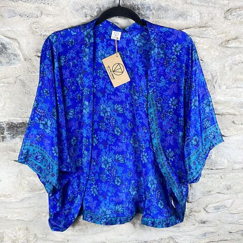 SALE,//,PETITE,KIMONO,STYLE,JACKET,UK8,to,UK12:,electric,blue,,floral,Electric, Blue, floral , Petite, Kimono, style, jacket, handmade, ireland 