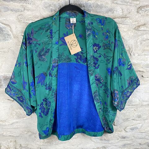 SALE,//,PETITE,KIMONO,STYLE,JACKET,UK8,to,UK12:,emerald,green,,blue,,floral,Emerald, green, Electric, Blue, floral , Petite, Kimono, style, jacket, handmade, ireland 