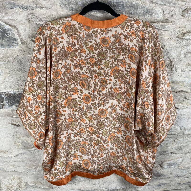 SALE // PETITE KIMONO STYLE JACKET UK8 to UK12: Soft, floral, muted - product images  of 