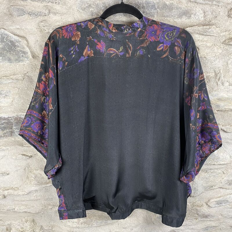 SALE // PETITE KIMONO STYLE JACKET UK8 to UK12: grey, floral - product images  of 