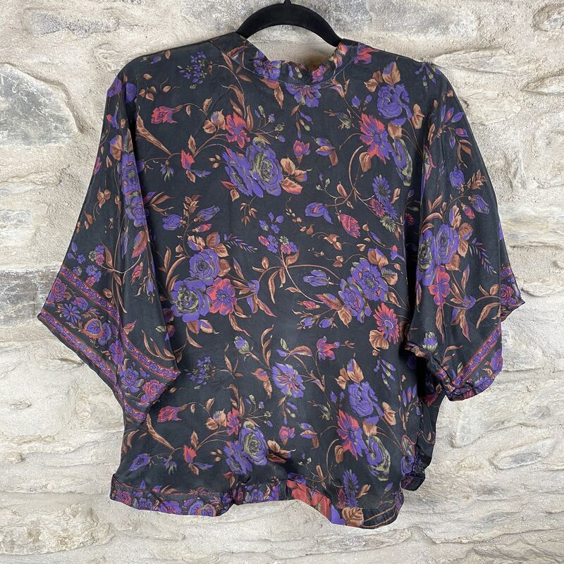SALE // PETITE KIMONO STYLE JACKET UK8 to UK12: grey, floral - product images  of 