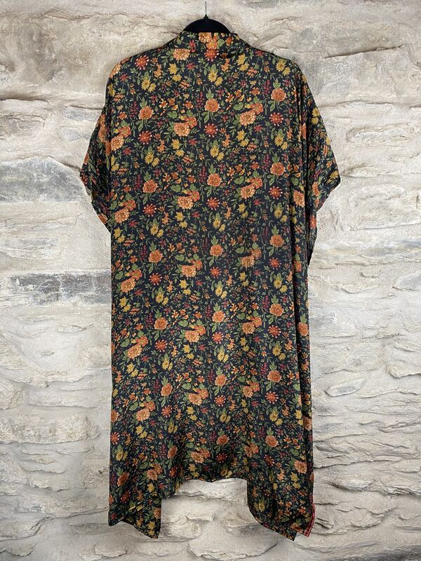 SHORTER LONG KIMONO STYLE JACKET ONE SIZE UK6 to 22: romantic, black, floral - product images  of 