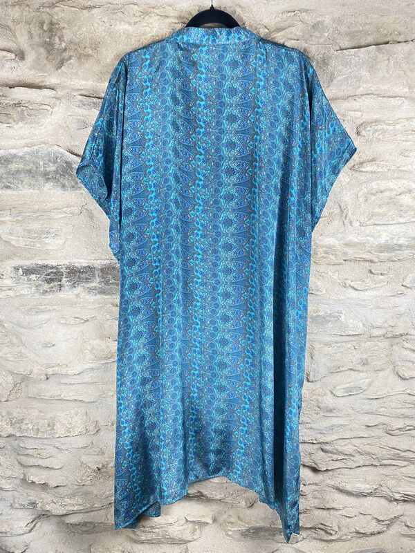 SHORTER LONG KIMONO STYLE JACKET ONE SIZE UK6 to 22: blue, grey - product images  of 