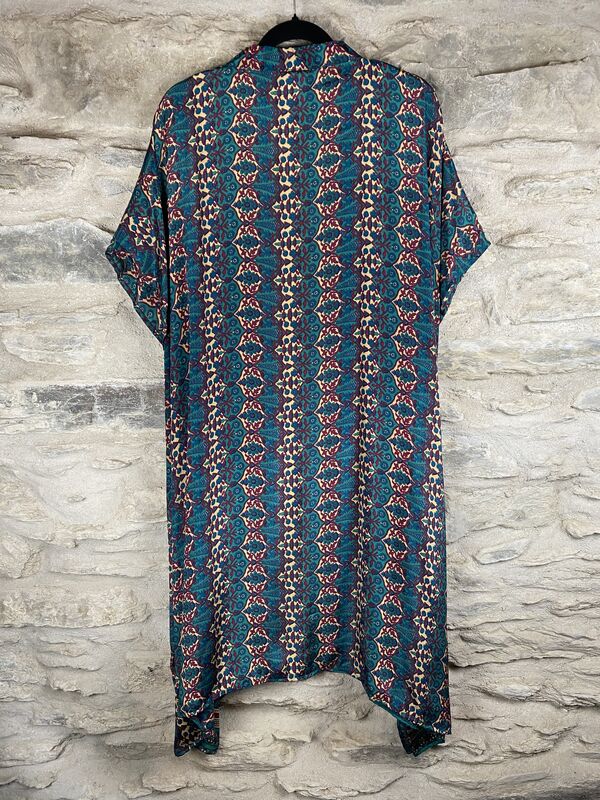 SHORTER LONG KIMONO STYLE JACKET ONE SIZE UK6 to 22: teal, deep raspberry - product images  of 