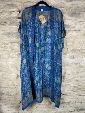 SALE,//,LONG,KIMONO,STYLE,JACKET,ONE,SIZE,UK10,to,28:,blue,,floral,blue, floral , long, Kimono, style, jacket, curvy, plus, size, on, the, verge