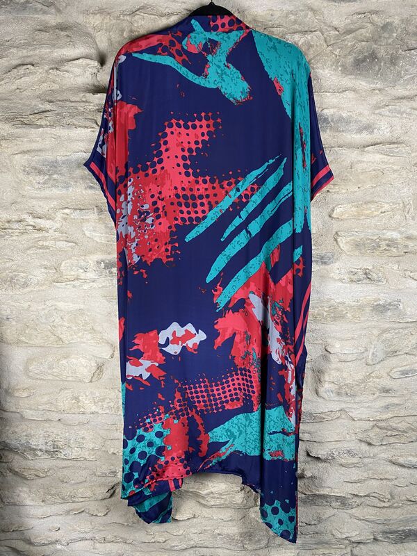 SALE // LONG KIMONO STYLE JACKET ONE SIZE UK10 to 28:  blue, strawberry, green - product images  of 