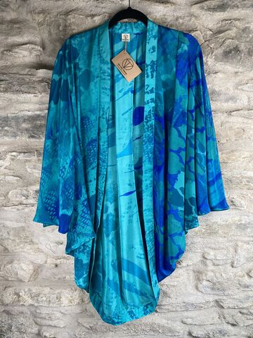 SALE,//,ORIGINAL,KIMONO,style,jacket,UK8,to,UK14:,3,blues,Green, blue  , kimono, style jacket, soft, polyester, kaftan, jacket, cardigan, ontheverge