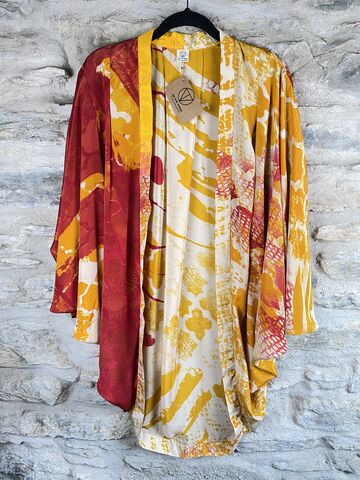 SALE,//,ORIGINAL,KIMONO,style,jacket,UK8,to,UK14:,white,,yellow,,red,,abstract,White, red, white , kimono, style jacket, soft, polyester, kaftan, jacket, cardigan, ontheverge
