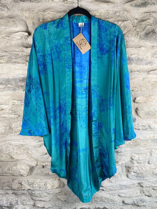 SALE // ORIGINAL KIMONO style jacket UK8 to UK14: 3 blues - product images  of 