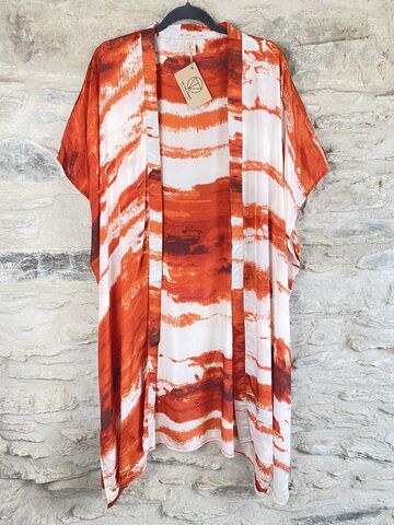 SALE,//,SHORTER,LONG,KIMONO,STYLE,JACKET,ONE,SIZE,UK10,to,28:,white,,orange,white, orange  , long, Kimono, style, jacket, curvy, plus, size, on, the, verge