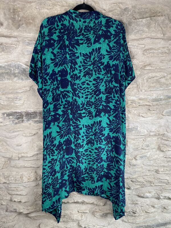 SALE // SHORTER LONG KIMONO STYLE JACKET ONE SIZE UK10 to 28:  dark blue, green - product images  of 