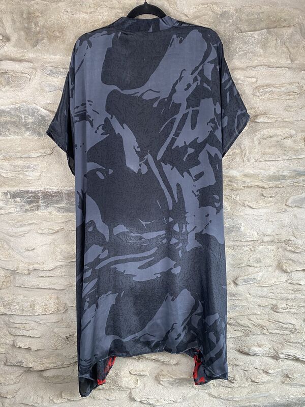 SALE // SHORTER LONG KIMONO STYLE JACKET ONE SIZE UK10 to 28: grey, black, red - product images  of 