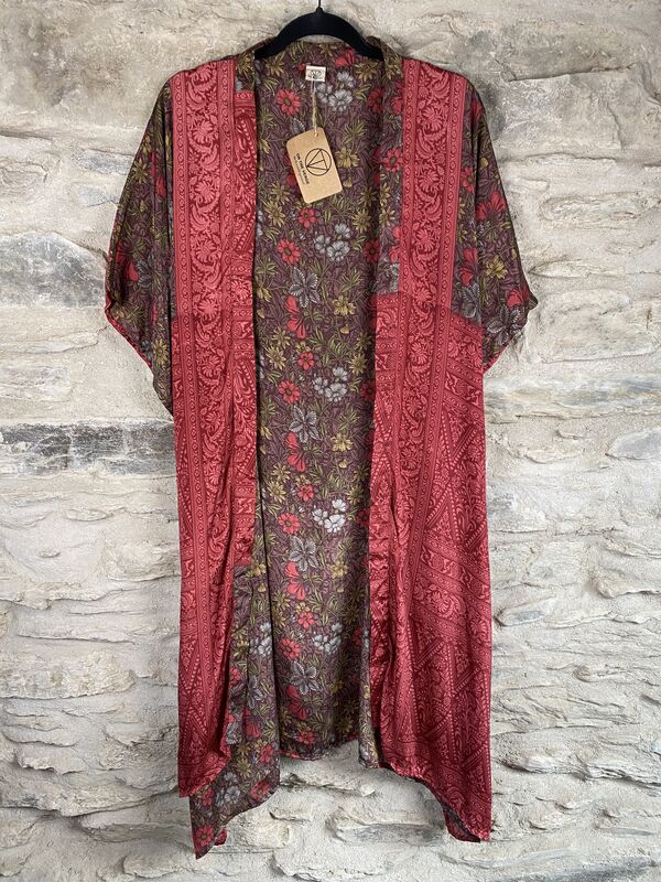 SALE // SHORTER LONG KIMONO STYLE JACKET ONE SIZE UK10 to 28: earthy, romantic  - product images  of 
