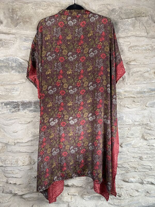 SALE // SHORTER LONG KIMONO STYLE JACKET ONE SIZE UK10 to 28: earthy, romantic  - product images  of 