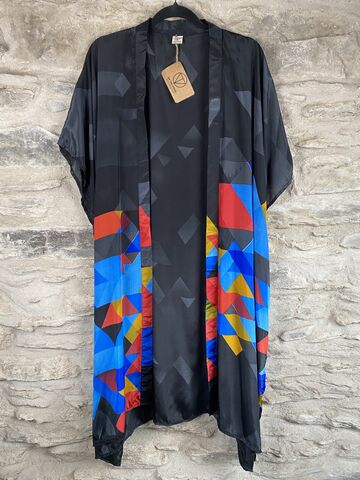 SHORTER,LONG,KIMONO,STYLE,JACKET,ONE,SIZE,UK6,to,22:,funky,abstract,black,,red,,yellow,and,blue,funky abstract black, red, yellow and blue , long, Kimono, style, jacket, curvy, plus, size, on, the, verge