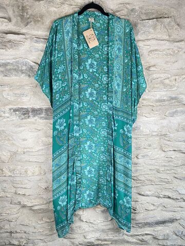 SALE,//,LONG,KIMONO,STYLE,JACKET,ONE,SIZE,UK10,to,28:,mint,green,,floral,Mint, green, floral, abstract , long, Kimono, style, jacket, curvy, plus, size, on, the, verge
