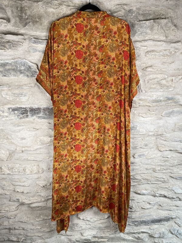 SALE // LONG KIMONO STYLE JACKET ONE SIZE UK10 to 28:  golden and autumnal  - product images  of 