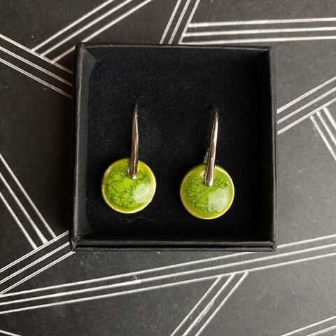 LAVVŌ,SMALL,drop,earrings:,organic,lime,green,Lime, green, lavvo, round, sterling silver, small, drops, porcelain, ceramic, earrings, made in ireland