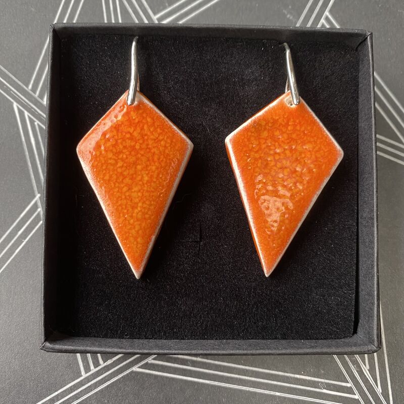 LAVVŌ LARGE KITE DROP EARRINGS: Orange lava  - product images  of 