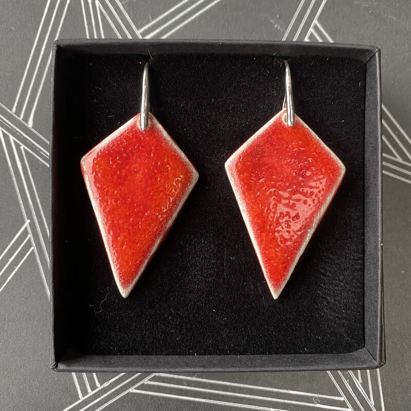 LAVVŌ LARGE KITE DROP EARRINGS: red coral  - product images  of 