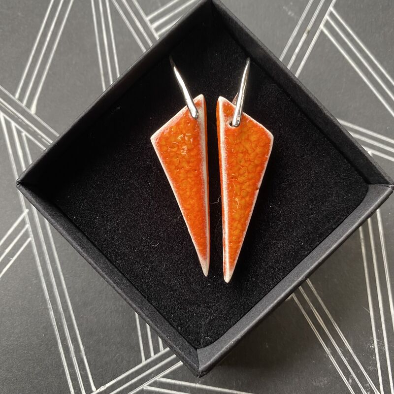LAVVŌ Smaller triangular porcelain drop earrings: orange lava  - product images  of 