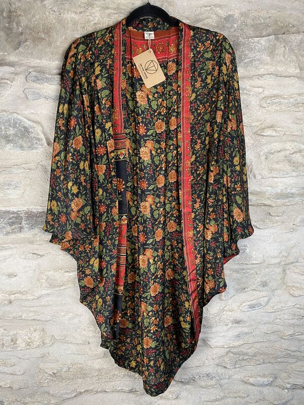 ORIGINAL KIMONO style jacket UK8 to UK14: black, green, red, floral - product images  of 