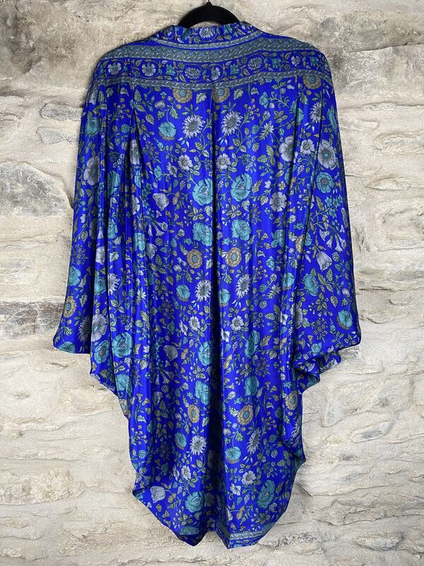 ORIGINAL KIMONO style jacket UK8 to UK14: electric blue, floral - product images  of 