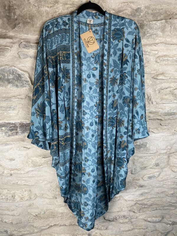 ORIGINAL KIMONO style jacket UK8 to UK14: blue grey floral - product images  of 
