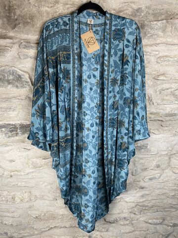 ORIGINAL,KIMONO,style,jacket,UK8,to,UK14:,blue,grey,floral,Blue, grey, floral, kimono, style jacket, soft, polyester, kaftan, jacket, cardigan, ontheverge