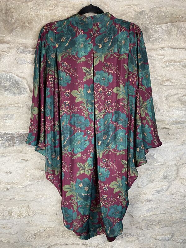 ORIGINAL KIMONO style jacket UK8 to UK14: aubergine and teal, floral - product images  of 