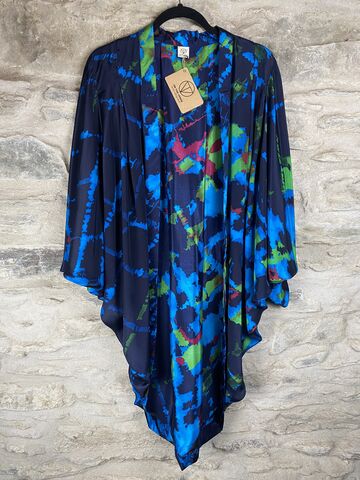 ORIGINAL,KIMONO,style,jacket,UK8,to,UK14:,multi,blue,,abstract,multi blue, abstract, kimono, style jacket, soft, polyester, kaftan, jacket, cardigan, ontheverge