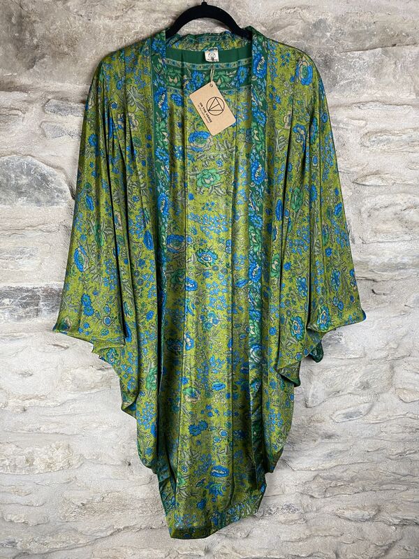 ORIGINAL KIMONO style jacket UK8 to UK14: lime green, floral - product images  of 