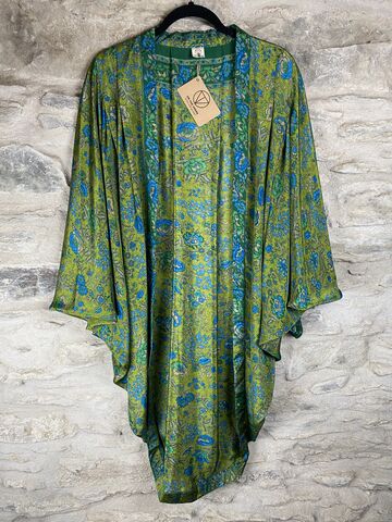 ORIGINAL,KIMONO,style,jacket,UK8,to,UK14:,lime,green,,floral,Lime, green, floral , kimono, style jacket, soft, polyester, kaftan, jacket, cardigan, ontheverge