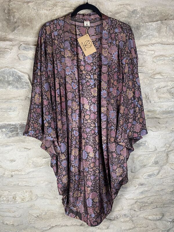 ORIGINAL KIMONO style jacket UK8 to UK14: romantic grey brown with light lavender  - product images  of 