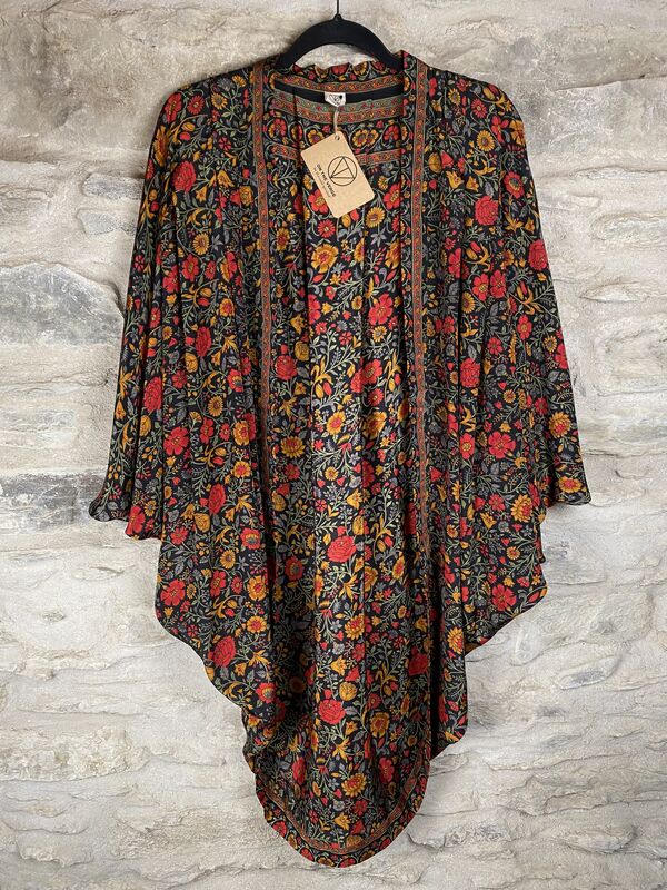ORIGINAL KIMONO style jacket UK8 to UK14: black, red, yellow, floral  - product images  of 