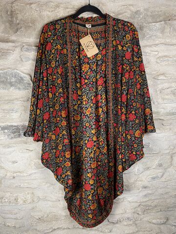ORIGINAL,KIMONO,style,jacket,UK8,to,UK14:,black,,red,,yellow,,floral,black, red, yellow , kimono, style jacket, soft, polyester, kaftan, jacket, cardigan, ontheverge