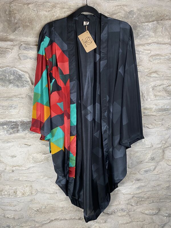 ORIGINAL KIMONO style jacket UK8 to UK14: black, blue, red, yellow, geometric  - product images  of 