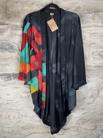 ORIGINAL,KIMONO,style,jacket,UK8,to,UK14:,black,,blue,,red,,yellow,,geometric,black, blue, red, yellow, geometric  , kimono, style jacket, soft, polyester, kaftan, jacket, cardigan, ontheverge