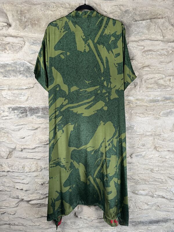 SALE // LONG KIMONO STYLE JACKET ONE SIZE UK10 to 28: green, red - product images  of 