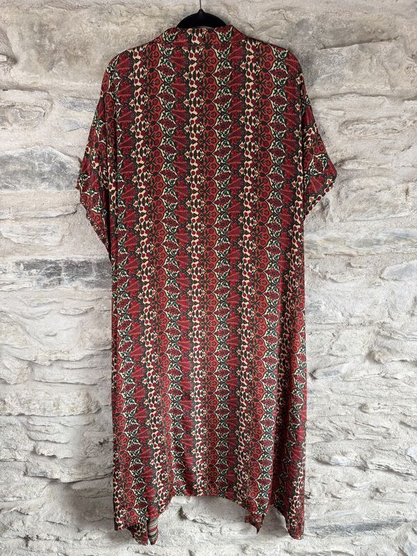 SALE // LONG KIMONO STYLE JACKET ONE SIZE UK10 to 28: cream, red, orange, green  - product images  of 