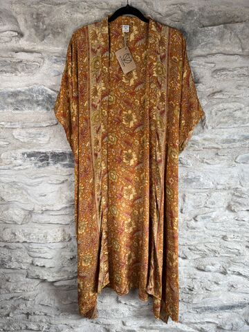 SALE,//,LONG,KIMONO,STYLE,JACKET,ONE,SIZE,UK10,to,28:,floral,mustard,yellow,floral mustard yellow, long, Kimono, style, jacket, curvy, plus, size, on, the, verge